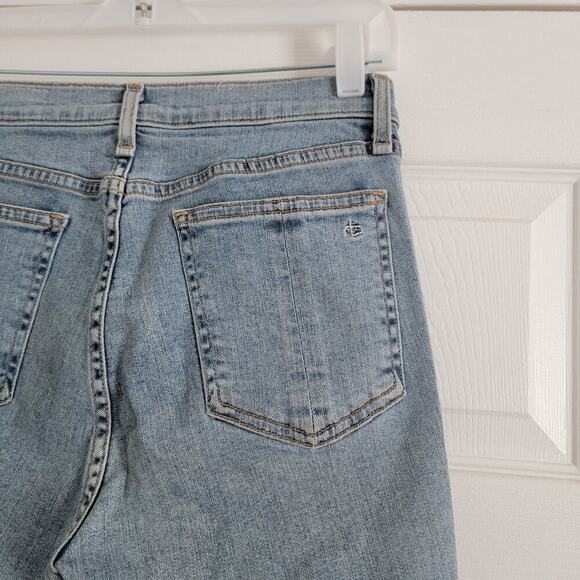 Rag & Bone High-Rise Step Hem Frayed Skinny Cropped Jeans Light Wash Size 29 - Picture 8 of 8
